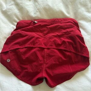 lululemon athletica Women’s Deep Red Athletic Shorts with Zip Pocket